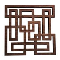 茶树CHASHU镂空锅垫隔热垫子杯垫餐垫实木中国风黑胡桃色 方形格子薄款厚度9mm