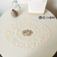 复古法式蕾丝桌垫ins浪漫少女绣花桌布田园欧式拍摄道具装饰民宿 米色1