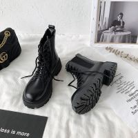 软皮马丁靴夏季薄款女英伦风百搭短靴子春秋单靴ins潮2021年新款 黑色 英伦风/显瘦/夏季薄款 35 关注店铺/标