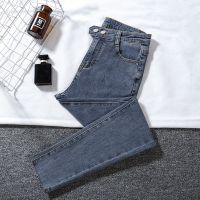 高腰牛仔裤女2021秋冬新款弹力九分小脚裤韩版修身显瘦八分裤子女 蓝灰色九分(毛边款) 25