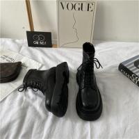 增高显瘦短靴潮ins酷英伦风炸街短靴马丁靴女2021新款潮流百搭靴 黑色 35 标准码