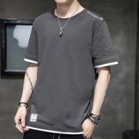 品质男士短袖t恤ins潮流百搭体恤衫帅气半袖简约夏季男装上衣服 QC13灰色 M 102斤以内