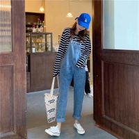 牛仔背带裤女夏春秋大码女装胖mm减龄可爱阔腿连体裤小个子牛仔裤 566 蓝色 S 建议95-105斤