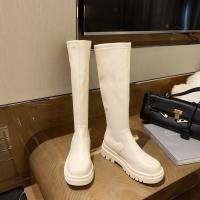长靴女2021年新款加绒女长筒女靴小个子百搭瘦瘦靴皮靴骑士高靴子 (米色-长款) 单里 35