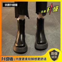马丁靴女英伦风春秋单靴2021新款百搭烟筒切尔西短靴厚底增高靴子 升级版黑色 新疆可发 38