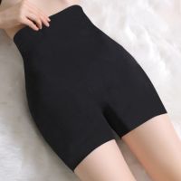 安全裤女夏薄款大码高腰提臀短裤烫金印花打底裤石墨烯保湿棉裤衩 纯黑1条装 30%人选择 均码 80-160斤