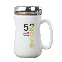 镜面陶瓷杯可爱公主马克杯卡通女孩喝水杯大容量办公室杯子带盖勺 520竖款 1杯+1盖