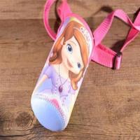 儿童卡通吸管保温杯套防摔便携背带杯套布袋400-500ml水壶杯套袋 紫色苏菲背带杯套7*14