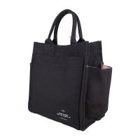 带水杯位帆布包便当包妈咪包妈妈外出包溜娃包大容量手提袋单肩包 黑色(短手提)