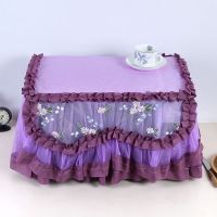 微波炉罩套烤箱套子蕾丝大号微波炉通用防尘罩盖巾防油烟盖巾罩子 吉祥炫彩紫布花边 微波炉通用尺寸请放心购买