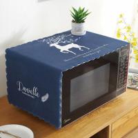 微波炉罩通用盖巾防油布艺盖布洗衣机北欧简约烤箱罩冰箱防尘罩 北欧幻鹿(防尘装饰) 100*35cm适合微波炉+烤箱