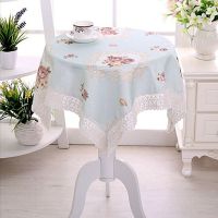 多用盖巾圆桌电视盖布微波炉小桌布床头柜罩冰箱盖布洗衣机盖巾布 一花独秀 绿 60*60(一块)