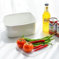 外销日本加厚珐琅搪瓷保鲜盒3.2L长方密封保鲜碗卤味面包盒收纳盒 纯白色保鲜盒