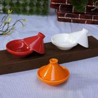 小菜碟有盖咸菜碟3寸牛油碟果酱碟调味料碟带盖陶瓷碟番茄酱碟 桔色