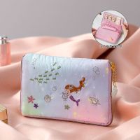 便携折叠首饰包布艺刺绣收纳包日系戒指耳钉项链收纳盒迷你小随身 美人鱼刺绣-首饰包