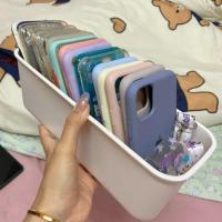 手机壳收纳透明塑料放面膜化妆品多用途整理盒子桌面学生宿舍神器 白色手机壳收纳盒