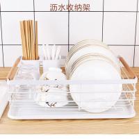 厨房置物架沥水架碗筷架收纳盒碗碟架子家用免打孔多功能厨房用品 白色单层