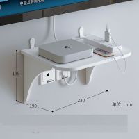 客厅电视机顶盒架墙上置物架路由器收纳盒壁挂卧室装饰隔板免打孔 现代单层 无痕钉款(适合粉刷墙水泥墙)