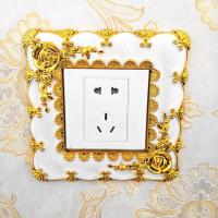 3个欧式双开三开一开半开关贴保护套亚克力开关装饰防尘套[12月7日发完] 蝶恋花金87x90