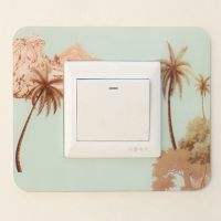 免打孔开关保护套开关贴墙贴北欧风电源插座套家用墙壁可爱开关罩 椰子树8.6*8.6cm 1个装