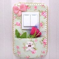 新款布艺墙贴装饰防尘保护套双开关贴家用开关保护套带兜创意简约 金边苏菲绿单开兜兜