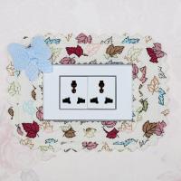 118型开关贴套墙贴插座保护套布艺长方形蕾丝双开三开插座装饰 枫叶7.2*12