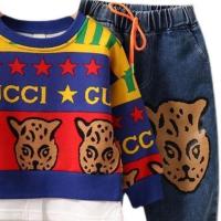 男童加绒套装儿童冬季衣服洋气童装宝宝秋季新款时髦帅气小男孩潮 蓝色 单牛仔裤 90码适合身高90cm