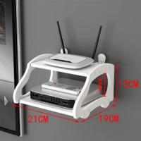 客厅电视机顶盒架路由器收纳盒wifi置物架卧室墙上壁挂免打孔隔板 21CM 无痕钉(粉刷水泥墙)