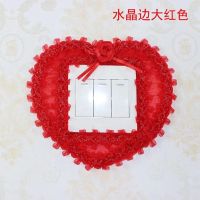 布艺蕾丝开关贴墙贴灯开关装饰套家用开关防尘套双开关插座保护套 水晶红色 5个混装