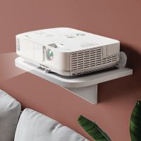 实木免打孔投影仪支架子电视机顶盒置物架墙上路由器卧室壁挂收纳 方形投影仪置物架(小款)(无送) 无痕钉+粘钩安装