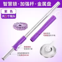 一体式拖把杆旋转通用单卖单杆单把好神拖手压墩布拖把头替换配 优雅紫-急速杆+不锈钢盘+1紫白头