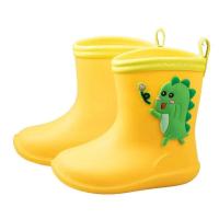 儿童雨衣男童女童小学生上学小孩雨披幼儿园宝宝防水小童雨衣恐龙 爱心黄色恐龙雨鞋 24码[内长14cm]