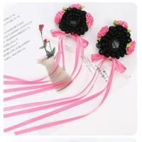 新款儿童中国风可爱仙小女孩漂亮公主宝宝发夹发圈假发装饰打扮 彩带玫色一对