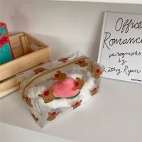 ins小熊透明化妆包少女心可爱卡通大容量化妆品收纳包便捷旅行包 樱桃小熊化妆包