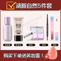 化妆品套装彩妆全套组合初学者淡妆美妆学生新手裸妆成套眼影 素颜裸妆5件套[送美妆蛋]