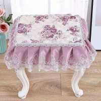 方形凳子套罩圆椅子垫加厚小坐垫家用防滑四季布艺圆凳子圆椅垫套 紫牡丹 定做联系客服