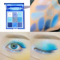 蓝色眼影珠光闪亮蓝色系列单色蓝色眼影盘蓝色系眼影盘哑光孔雀蓝 蓝色