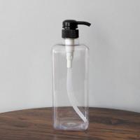1000毫升方形塑料瓶大容量分装瓶空瓶按压式洗发水洗手液等用两色 透明瓶+黑色压泵