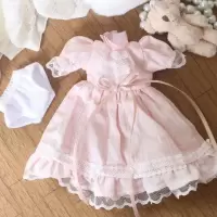 {泡泡家}BJD6分30cm娃娃衣服小洋裙连衣裙洋日常双子娃衣可爱 粉色小洋装+内裤