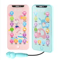可充电儿童早教手机玩具故事机绘画本平板点读机早教中英文点读书 [带话筒]可充电故事手机-浅蓝色