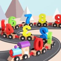 木制数字小火车婴幼儿童男女孩拖拉拼接玩具车早教益智力积木玩具 榉木用材 寓教于乐