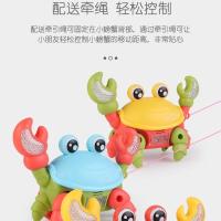 早教益智电动螃蟹儿童亲子男孩女孩灯光玩具婴幼儿学爬行发光玩 爬行小螃蟹颜色随机(送牵引绳) 不带电池