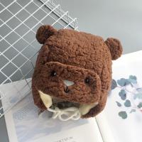 宝宝帽子冬季儿童雷锋帽加绒保暖护耳帽男女小孩童加厚帽子时尚潮 套头小熊帽-棕色 帽围46-48cm/6-1岁半