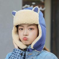雷锋帽子女秋冬韩版百搭户外骑行甜美可爱加绒加厚保暖猫耳朵棉帽 0068#-宝蓝色
