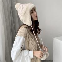 蒙古公主帽雷锋帽女东北冬季滑雪潮耐寒保暖加厚护耳仿兔毛民族风 麻花款-----米色 头围(52-58)显脸小