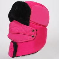 多功能雷锋帽男冬天骑车电动车防风防寒棉帽女加厚加绒PU保暖神器 普通布雷锋帽 玫红色