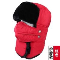 雷锋帽子男女冬天骑车防寒护耳帽带围脖火车头保暖包头挡脸防风帽 护脖款红色 可调节