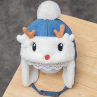 儿童帽子男秋冬毛绒加厚保暖雷锋帽护耳1-6岁可爱宝宝帽子女超萌 小鹿雷锋帽-蓝色 帽围49-51cm/2-4岁