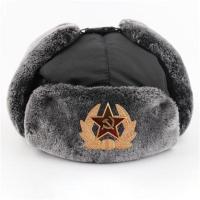 苏联徽章雷锋帽防风防水男女户外帽加厚护耳帽俄罗斯保暖帽防寒 黑色+苏联徽章 均码