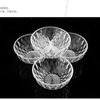 无铅透明玻璃碗家用饭碗套装水果沙拉碗冰激凌甜品碗吃饭汤碗 钻石碗四只装